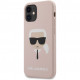 Чехол Karl Lagerfeld Liquid silicone Karl's Head Hard для iPhone 12 mini, цвет Розовый (KLHCP12SSLKHLP)