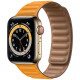 Умные часы Apple Watch Series 6 GPS + Cellular, 40 мм, корпус из нержавеющей стали цвет Золотой, кожаный ремешок цвет "Калифорнийский мак"