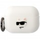 Чехол с карабином Karl Lagerfeld Silicone case NFT 3D Choupette для AirPods Pro 2, цвет Белый (KLAP2RUNCHH)