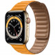 Умные часы Apple Watch Series 6 GPS + Cellular, 44 мм, корпус из нержавеющей стали цвет Золотой, кожаный ремешок цвет "Калифорнийский мак"