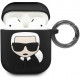 Чехол с карабином Karl Lagerfeld Silicone case with ring для AirPods 1&2, цвет Черный (KLACCSILKHBK)