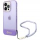 Чехол Guess PC/TPU Translucent Electoplated camera Hard + Hand Strap для iPhone 14 Pro Max, цвет Фиолетовый (GUHCP14XHGCOHU)