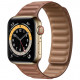 Умные часы Apple Watch Series 6 GPS + Cellular, 40 мм, корпус из нержавеющей стали цвет Золотой, кожаный ремешок цвет Коричневый