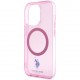 Чехол U.S. Polo Assn. MagSafe PC/TPU Double Horse logo Hard для iPhone 14 Pro, цвет Розовый (USHMP14LUCIP)