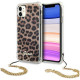 Чехол Guess PC/TPU Leopard Hard + Gold charm для iPhone 11, цвет Леопард/Золотой шарм (GUHCN61KSLEO)