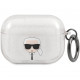 Чехол Karl Lagerfeld TPU Glitters with ring Karl Transparent для AirPods Pro, цвет Серебристый (KLAPUKHGS)