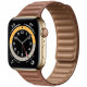 Умные часы Apple Watch Series 6 GPS + Cellular, 44 мм, корпус из нержавеющей стали цвет Золотой, кожаный ремешок цвет Коричневый