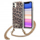 Чехол Guess PC/TPU Leopard Hard + Gold hand chain для iPhone 11, цвет Леопард/Золотая цепь (GUHCN61KCLEO)