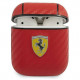 Чехол Ferrari PU Carbon effect with metal logo для AirPods 1&2, цвет Красный (FESA2CARE)