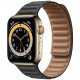 Умные часы Apple Watch Series 6 GPS + Cellular, 44 мм, корпус из нержавеющей стали цвет Золотой, кожаный ремешок цвет Черный