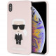 Чехол Karl Lagerfeld Liquid silicone Iconic Karl Hard для iPhone XS Max, цвет Светло-розовый (KLHCI65SLFKPI)