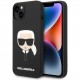 Чехол Karl Lagerfeld Liquid silicone Karl's Head Hard для iPhone 14, цвет Черный (KLHCP14SSLKHBK)