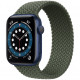 Умные часы Apple Watch Series 6 GPS, 44 мм, корпус из алюминия цвет Синий, плетеный ремешок цвет Зеленый