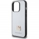Чехол Hello Kitty PU Grained leather Metal Kitty Head Hard для iPhone 15 Pro, цвет Серебристый (HKHCP15LPGHDLMS)