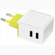 Сетевое зарядное устройство Rock Sugar Travel Charger 2 USB 2.4A, цвет Белый/Желтый (RWC0239)