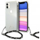 Чехол Guess PC/TPU Script Hard Transp + Pearl strap для iPhone 11, цвет Прозрачный/Черный ремень (GUHCN61KPSBK)