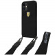 Чехол Ferrari On-Track Liquid silicone Strap & metal logo Hard для iPhone 12 mini, цвет Черный (FESTRAHCP12SBK)