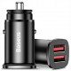 Автомобильное зарядное устройство Baseus Square Metal 30W Dual-USB Quick Charge 3.0, цвет Черный (CCALL-DS01)