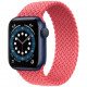 Умные часы Apple Watch Series 6 GPS, 40 мм, корпус из алюминия цвет Синий, плетеный ремешок цвет "Розовый пунш"