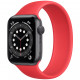 Умные часы Apple Watch Series 6 GPS, 44 мм, корпус из алюминия цвет "Серый космос", силиконовый монобраслет цвет Красный (PRODUCT)RED