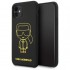 Чехол Karl Lagerfeld Liquid silicone Ikonik outlines Hard для iPhone 11, цвет Черный/Желтый (KLHCN61SILFLYBK)