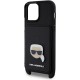 Чехол Karl Lagerfeld Crossbody cardslot PU Saffiano Metal Karl Head Hard для iPhone 13 Pro Max, цвет Черный (KLHCP13XSANKHPK)
