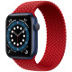 Умные часы Apple Watch Series 6 GPS, 44 мм, корпус из алюминия цвет Синий, плетеный ремешок цвет Красный (PRODUCT)RED