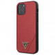 Чехол Guess PU Saffiano Triangle metal logo Hard для iPhone 12 Pro Max, цвет Красный (GUHCP12LVSATMLRE)