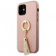 Чехол Guess PU Saffiano + Ring Hard для iPhone 12 mini, цвет Розовый (GUHCP12SRSSARG)
