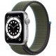 Умные часы Apple Watch Series 6 GPS, 40 мм, корпус из алюминия цвет Серебристый, нейлоновый ремешок цвет Зеленый