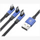 Кабель Baseus MVP 3 в 1 Mobile Game Cable Micro USB + Lightning + USB Type-C 1.2 м, цвет Синий (CAMLT-WZ03)