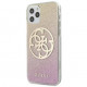 Чехол Guess PC/TPU 4G Circle Logo Glitter Hard для iPhone 12/12 Pro, цвет Золотисто-розовый градиент (GUHCP12MPCUGLPGG)