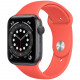 Умные часы Apple Watch Series 6 GPS, 44 мм, корпус из алюминия цвет "Серый космос", спортивный ремешок цвет "Розовый цитрус"