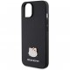 Чехол Hello Kitty PU Grained leather Metal Kitty Head Hard для iPhone 15, цвет Черный (HKHCP15SPGHDLMK)