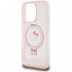 Чехол Hello Kitty PC/TPU Kitty Head + Ring Stand Hard (MagSafe) для iPhone 15 Pro Max, цвет Блестящий розовый (HKHMP15XHRSGEP)