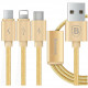 Кабель Baseus Portman Series Micro USB + Lightning + Type-C 1.2 м, цвет Золотой (CAMCLGTC-PM0V)