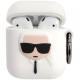 Чехол с карабином Karl Lagerfeld Silicone case with ring для AirPods 1&2, цвет Белый/Черный (KLACCSILKHWH)
