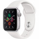 Умные часы Apple Watch Series 5 GPS, 40 мм, корпус из алюминия цвет Серебристый, спортивный ремешок цвет Белый (MWV62RU/A)