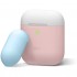 Силиконовый чехол Elago Duo Case для AirPods 1&amp;2, цвет Розовый с Белой и Голубой крышками (EAPDO-PK-WHPBL)