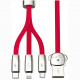Кабель Baseus Rapid Series 3 в 1 Micro USB + Lightning + USB Type-C 1.2 м, цвет Красный (CAMLT-FW09)