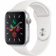 Умные часы Apple Watch Series 5 GPS, 44 мм, корпус из алюминия цвет Серебристый, спортивный ремешок цвет Белый (MWVD2RU/A)