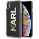 Чехол Karl Lagerfeld Liquid glitter Karl logo Hard для iPhone XS Max, цвет Черный/Золотой (KLHCI65KAGBK)
