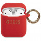 Чехол с карабином Guess Silicone case with ring для AirPods 1&2, цвет Красный (GUACCSILGLRE)