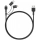 Кабель Aukey Nylon 3-in-1 Micro-USB + USB-C + Lightning 1.2 м, цвет Черный (CB-BAL5)
