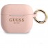 Чехол с карабином Guess Silicone with ring для AirPods 3, цвет Блестящий светло-розовый (GUA3SGGEP)