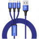 Кабель Baseus Rapid Series 3 в 1 Micro-USB + Lightning 2 шт. 1.2 м, цвет Темно-синий (CAMLL-SU13)