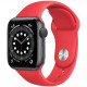 Умные часы Apple Watch Series 6 GPS, 40 мм, корпус из алюминия цвет "Серый космос", спортивный ремешок цвет Красный (PRODUCT)RED