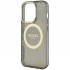 Чехол Guess MagSafe PC/TPU Peony Glitter Hard для iPhone 14 Pro, цвет Черный/Золотой (GUHMP14LHMPGSK)
