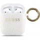 Чехол с карабином Guess Silicone case with ring для AirPods 1&2, цвет Белый (GUACCSILGLWH)