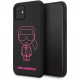 Чехол Karl Lagerfeld Liquid silicone Ikonik outlines Hard для iPhone 11, цвет Черный/Розовый (KLHCN61SILFLPBK)
